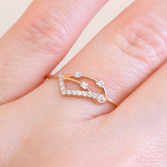 Russian 14k Rose Gold Diamond Chip Geometric Stacking Ring · Sz 9 - Picture 5 of 12